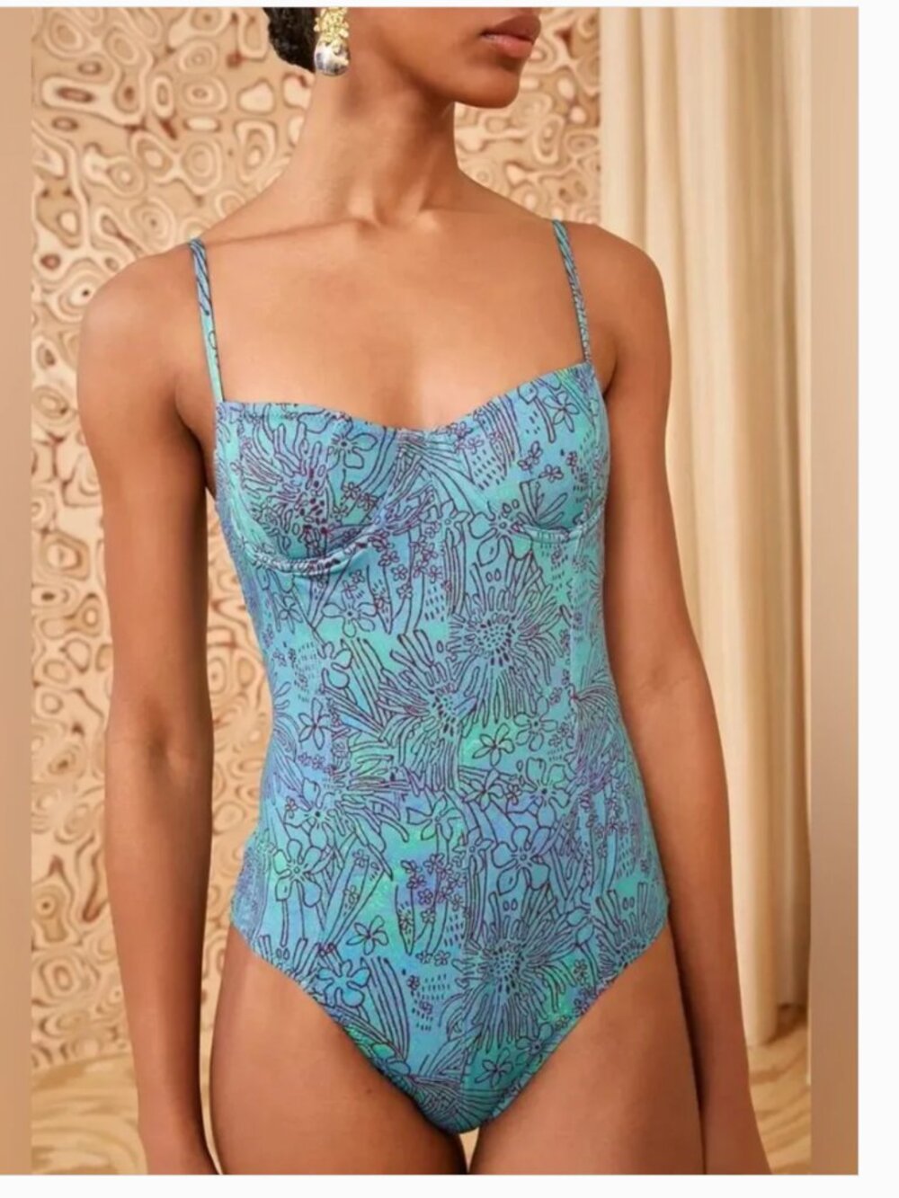 NWT Ulla Johnson Nahla Maillot One-Piece Swimsuit Lagoon Size Small